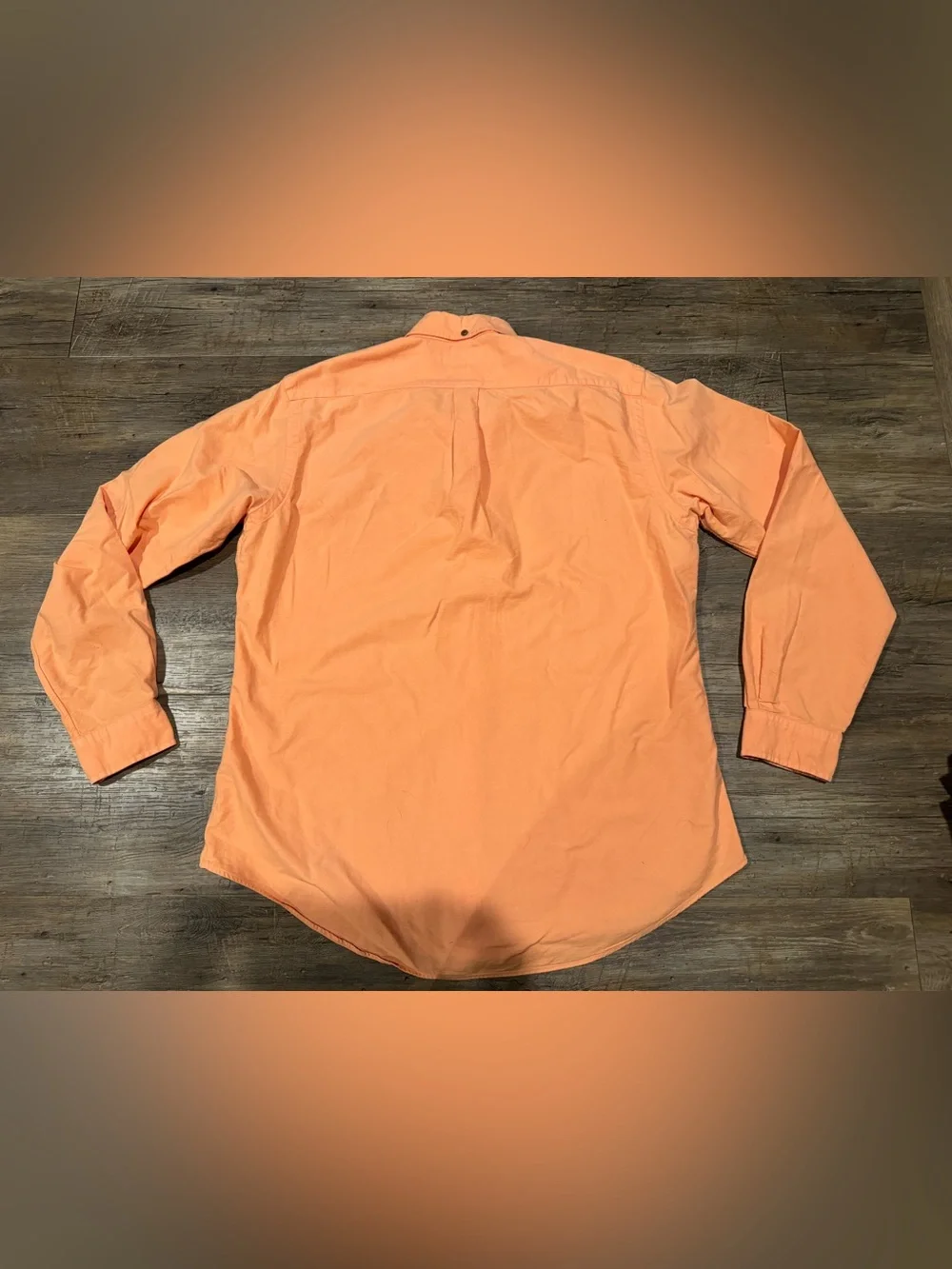 Polo Ralph Lauren Classic Orange Button Down Shirt Green Pony Sz Lg EUC